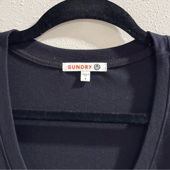 Sundry Anthropologie Black Size 1 Ruched 3/4 Sleeve Mini T-Shirt Dress Casual - Picture 3 of 6